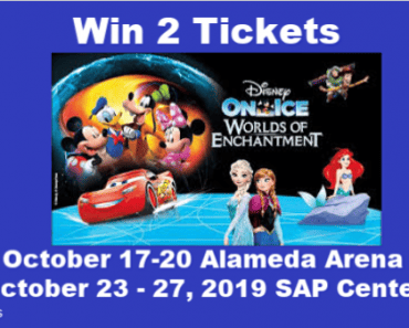 Disney on Ice presents Worlds of Enchantment is coming to the Bay area and we are giving away 2 pairs of tickets. Enter today and often. Tickets are good for shows on Wednesday and Thursday evening plus Friday mornings.