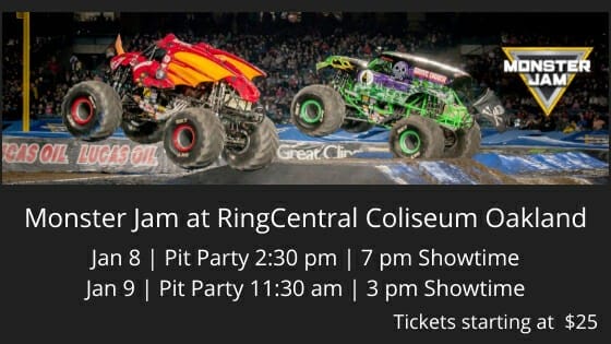 Monster Jam at RingCentral Coliseum Jan 8-9, 2022.