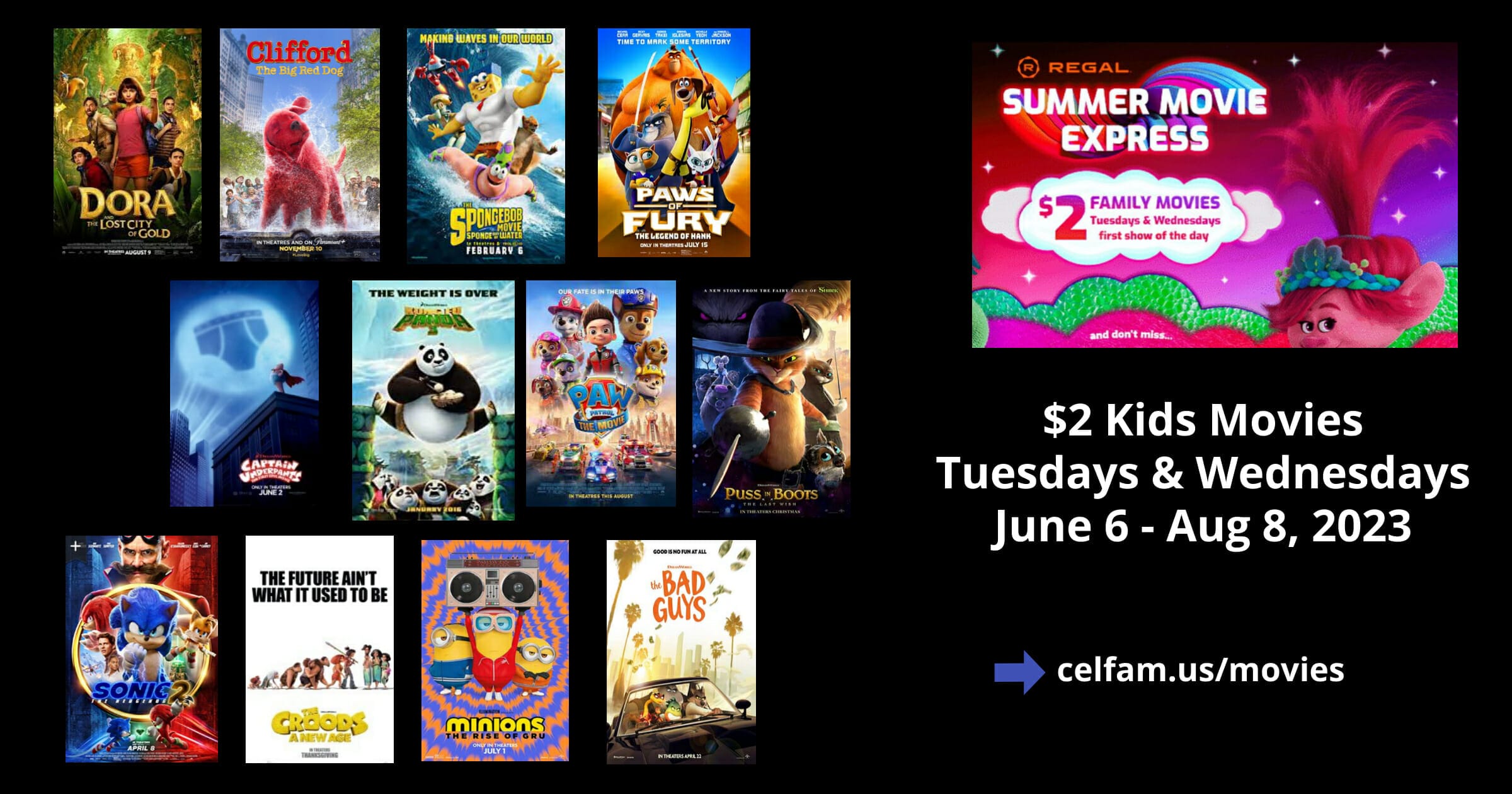 Regal Summer Movie Express 2023 2 Movies Schedule CelebrateFamily.Us