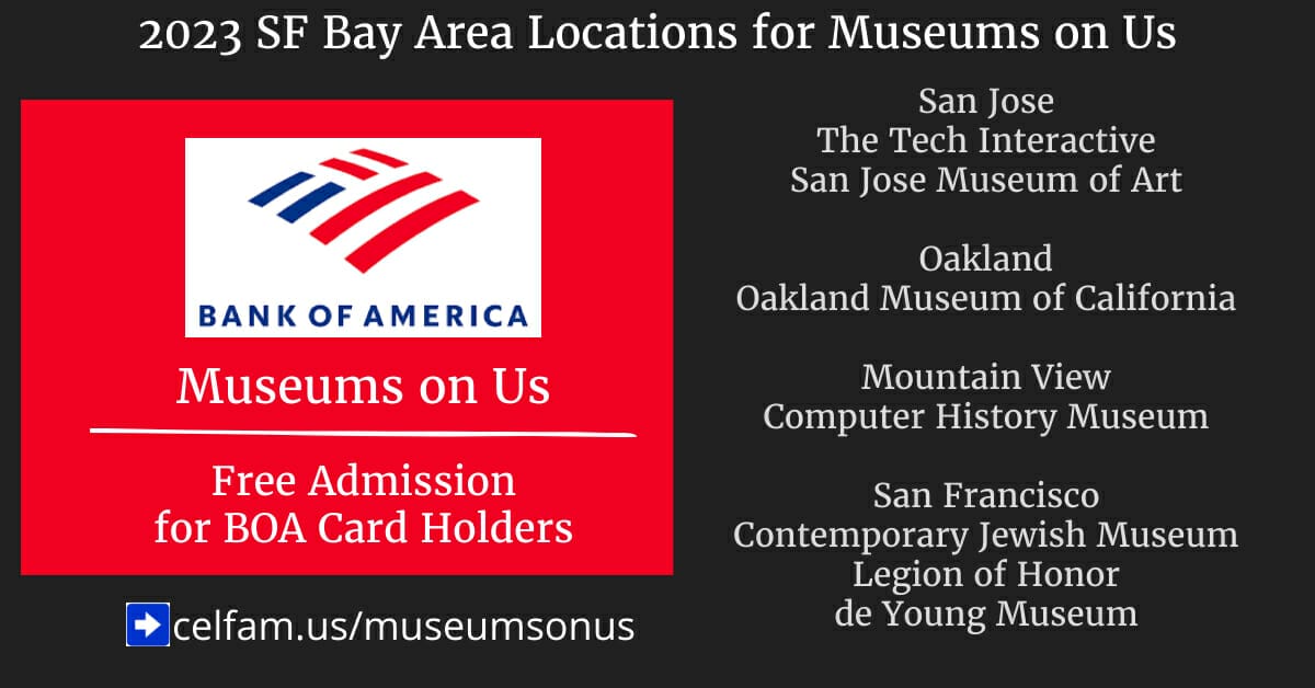 2023 San Francisco Bay Area Locations for Museums on Us