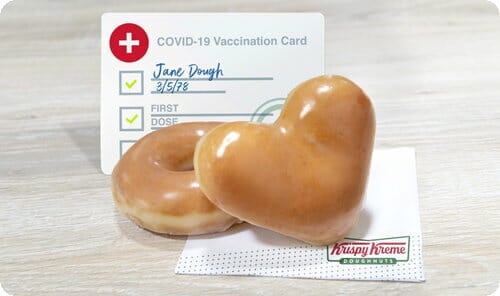 Free Krispy Kreme Donut with Covid 19 Vaccine Card, Aug 30 - Sept 5, 2021