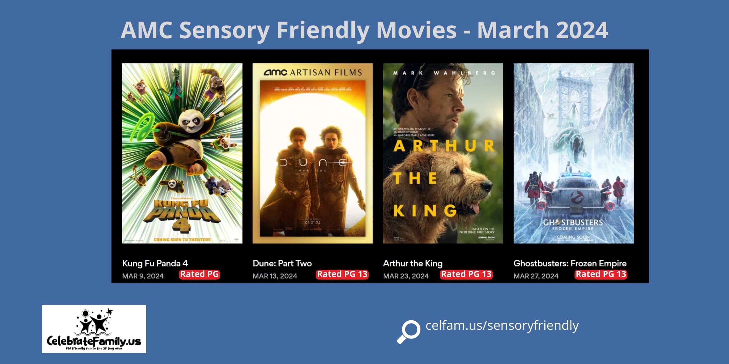 Sensory Friendly Movies in March 2024 at AMC Theaters