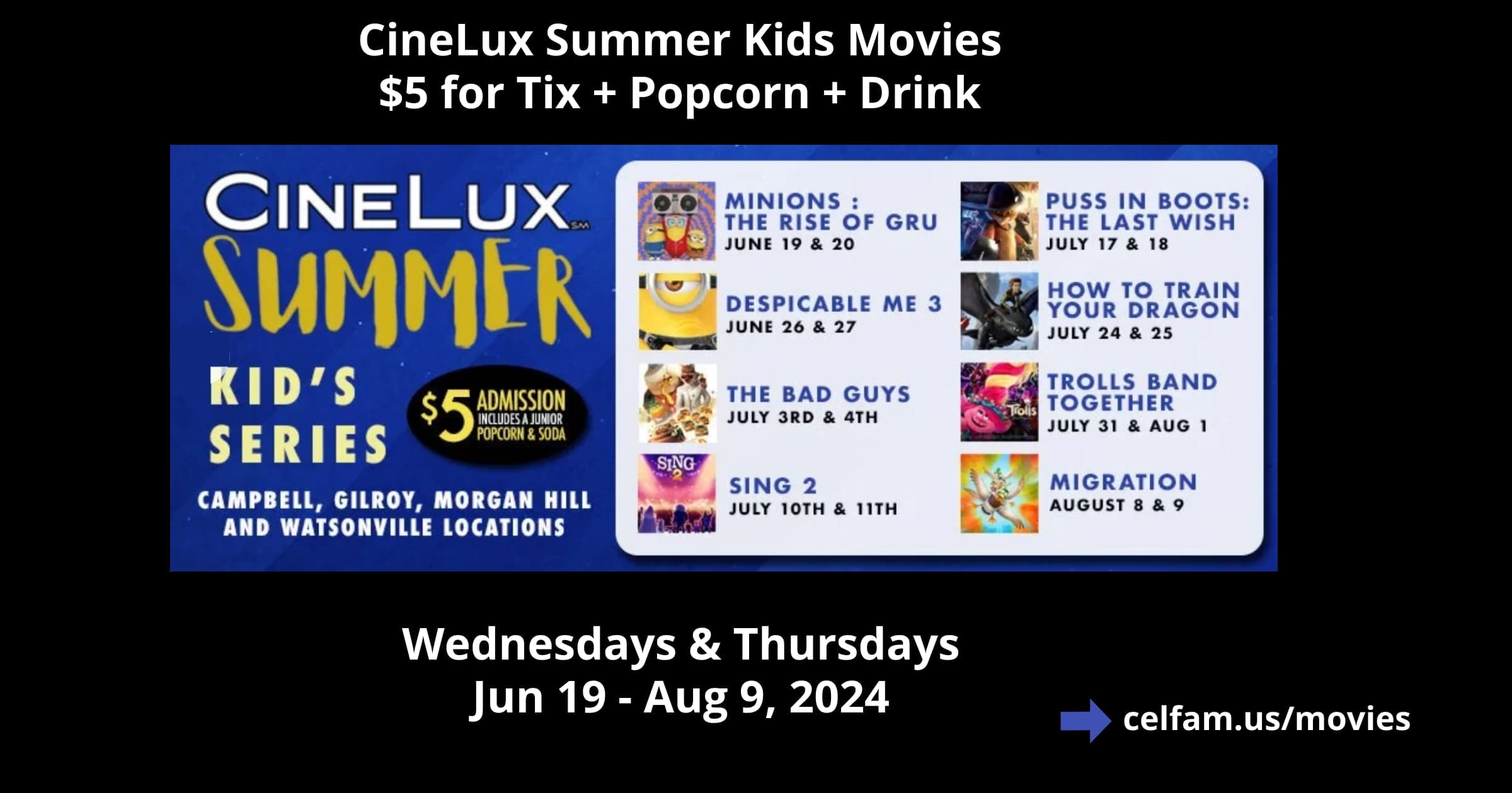 Cinelux Summer Kids Movies 2024